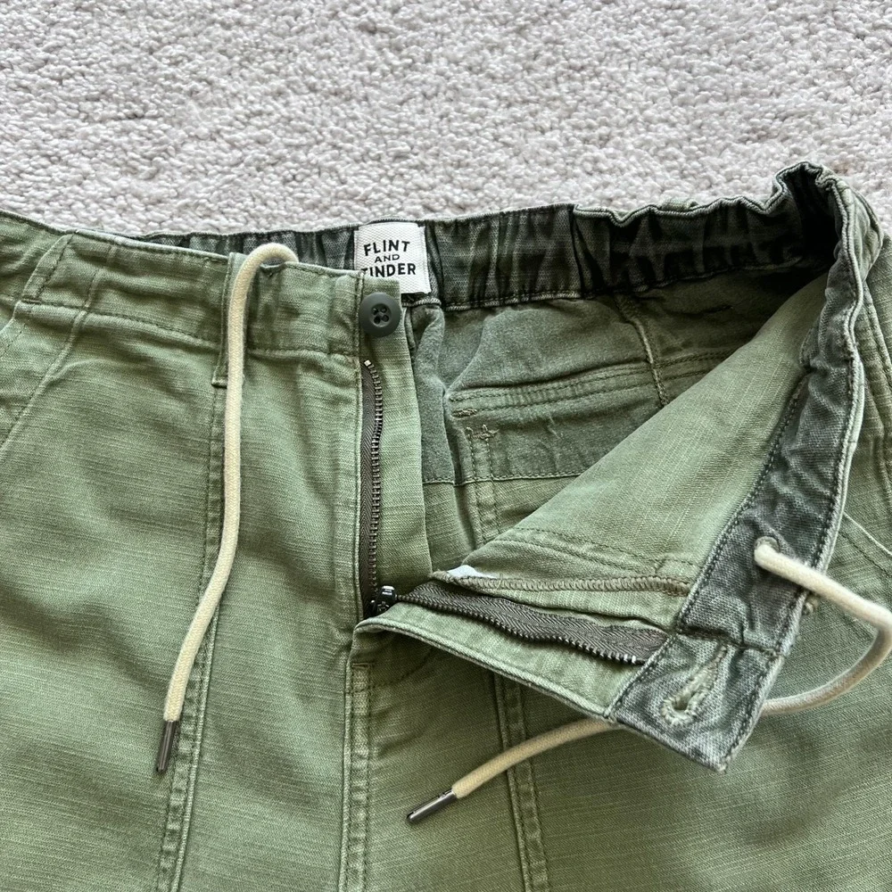 Flint And Tinder Chino Pants Mens 30x28 Green Elastic Waist Drawstring Tapered